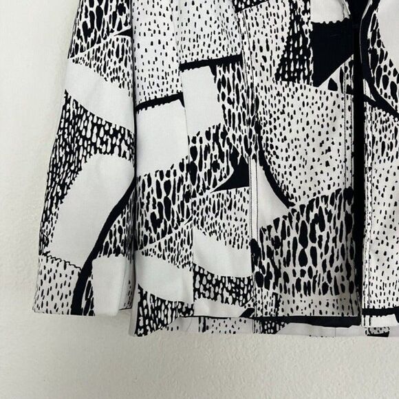 Chicos Women Size 1 White & Black Polkadot Patchwork Jacket Coat Blazer NWOT - Picture 3 of 11